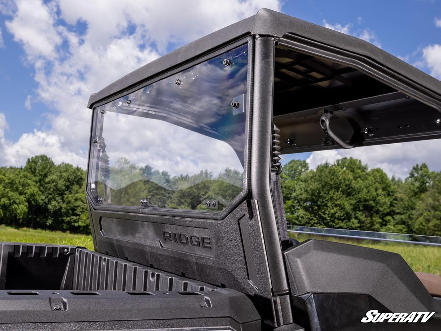 SuperATV Rear Windshield Compatible With Kawasaki Ridge | Clear (No Tint)