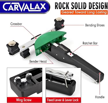 CARVALAX 90° Ratcheting Pipe Tube Bender Set: 1/4