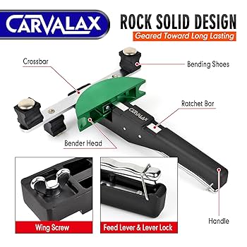 CARVALAX 90° Ratcheting Pipe Tube Bender Set: 1/4