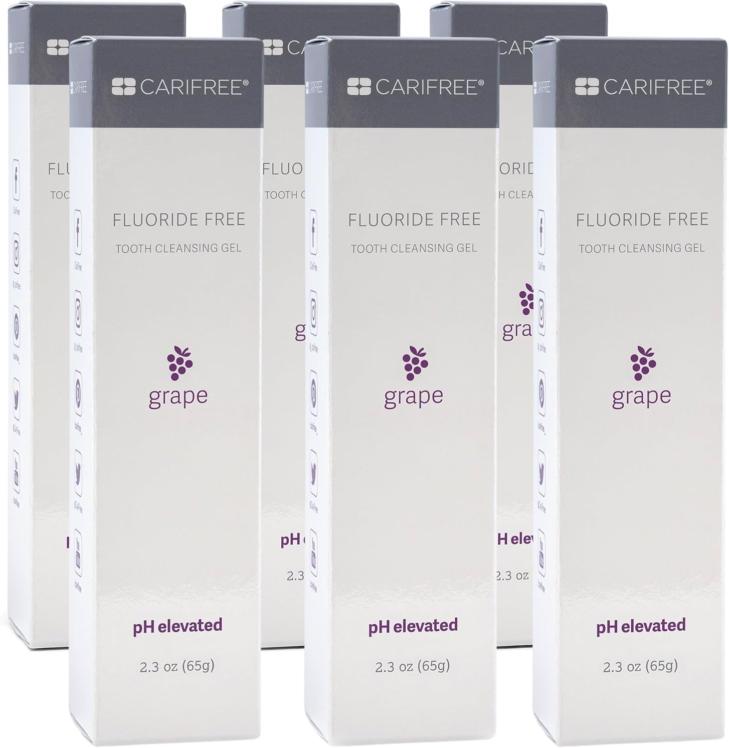 CariFree Fluoride Free Gel, Grape Flavored, Nano Hydroxyapatite Toothpaste, Neutralizes pH, Freshens Breath & Moistens Mouth, Dentist Recommended for Oral Care, 2.3 oz (Pack of 6)