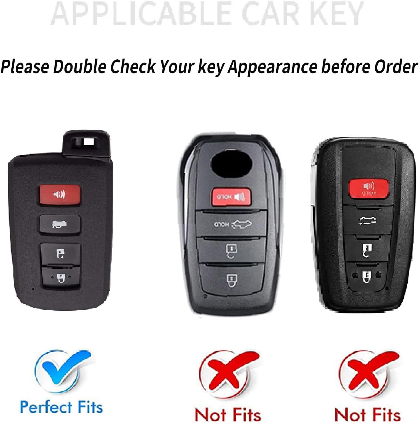 Smart Key Fob Cover Case fit for 2019 2018 2017 Toyota Highlander Avalon Camry Corolla RAV4 Keyless Entry Key Fob Shell, black