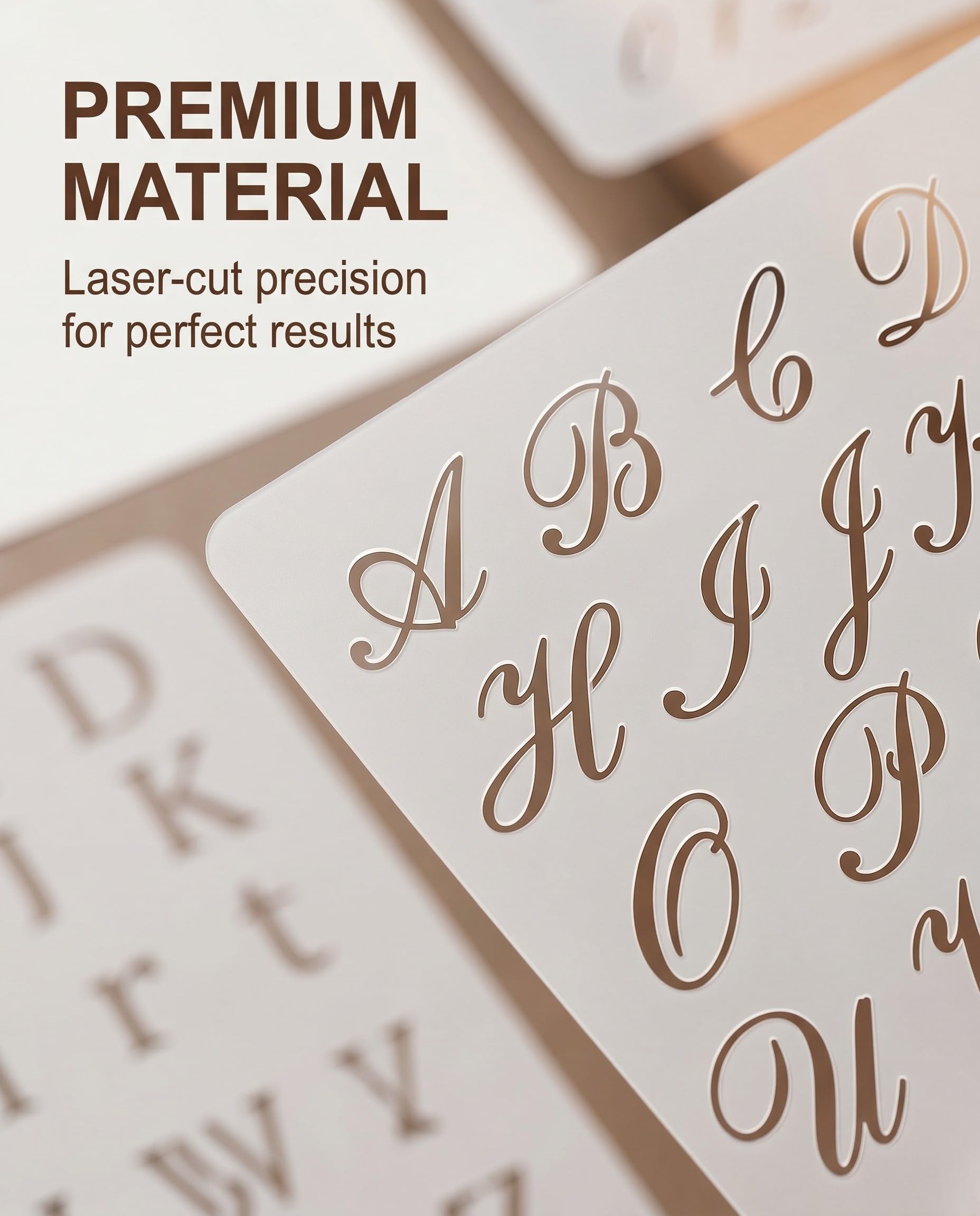 Set di 8 Stencil Lettere e Numeri – Stencil Riutilizzabili per Pittura Precisa, Fai da Te e Progetti Creativi, Stencil Lettere Grandi e Numeri, Ideali per Scrapbooking e Decorazioni