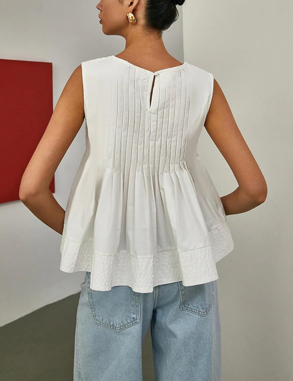 Lumister Womens Peplum Babydoll Tops Cute Pleated Sleeveless Ruffle Strap T Shirts Tank Summer Tops - Image 4