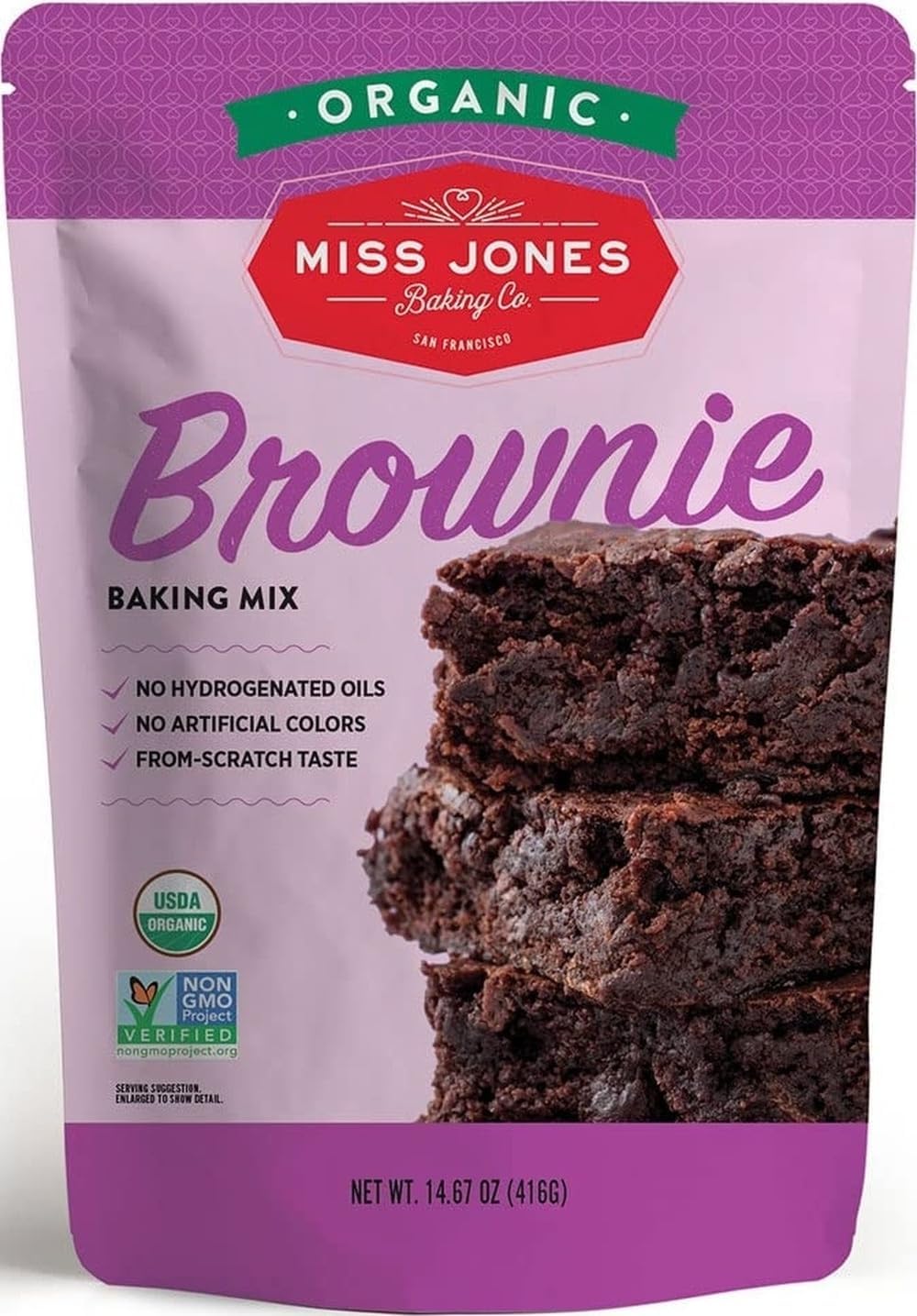 Miss Jones Baking Organic Fudge Brownie Mix, Non-GMO, Vegan-Friendly: Rich Cocoa (Pack of 1)