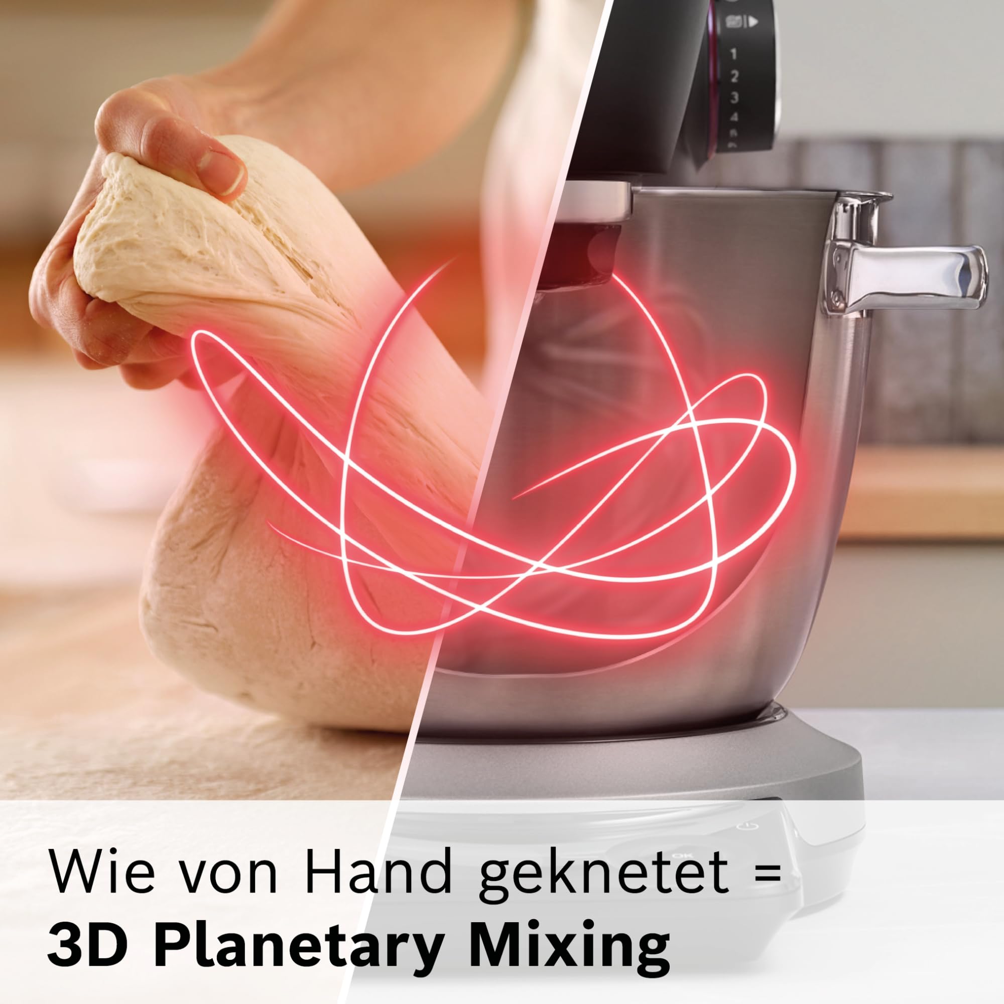 Bosch Küchenmaschine Serie 8, Automatikprogramm, Waage, Timer, 7 Stufen, 6l Edelstahl-Schüssel, Silikonbesen, spülmaschinenfest, 1.800 W, MUMS8ZS18