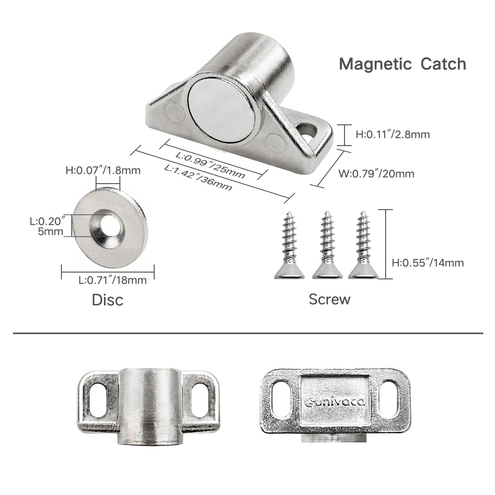 Chiusura magnetica per porta, confezione da 4 magneti per ante di credenze, resistenti, colore argento, per armadietti da cucina, armadi, armadietti da bagno, cassetti, feritoie, armadi, mobili