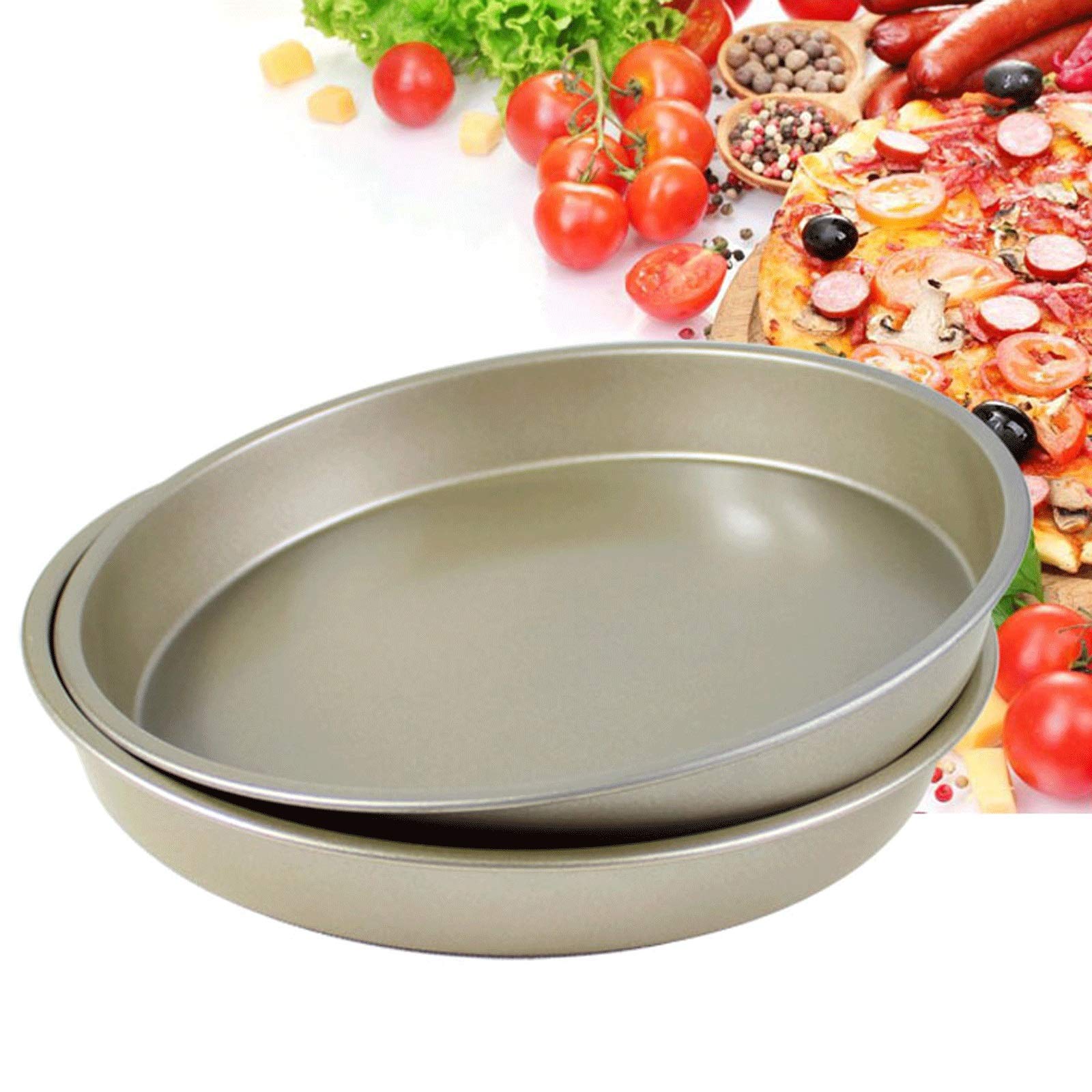Lybunair Plateau à Pizza En Acier Carbone Antiadhésif Ronde Avec Cadre Amovible