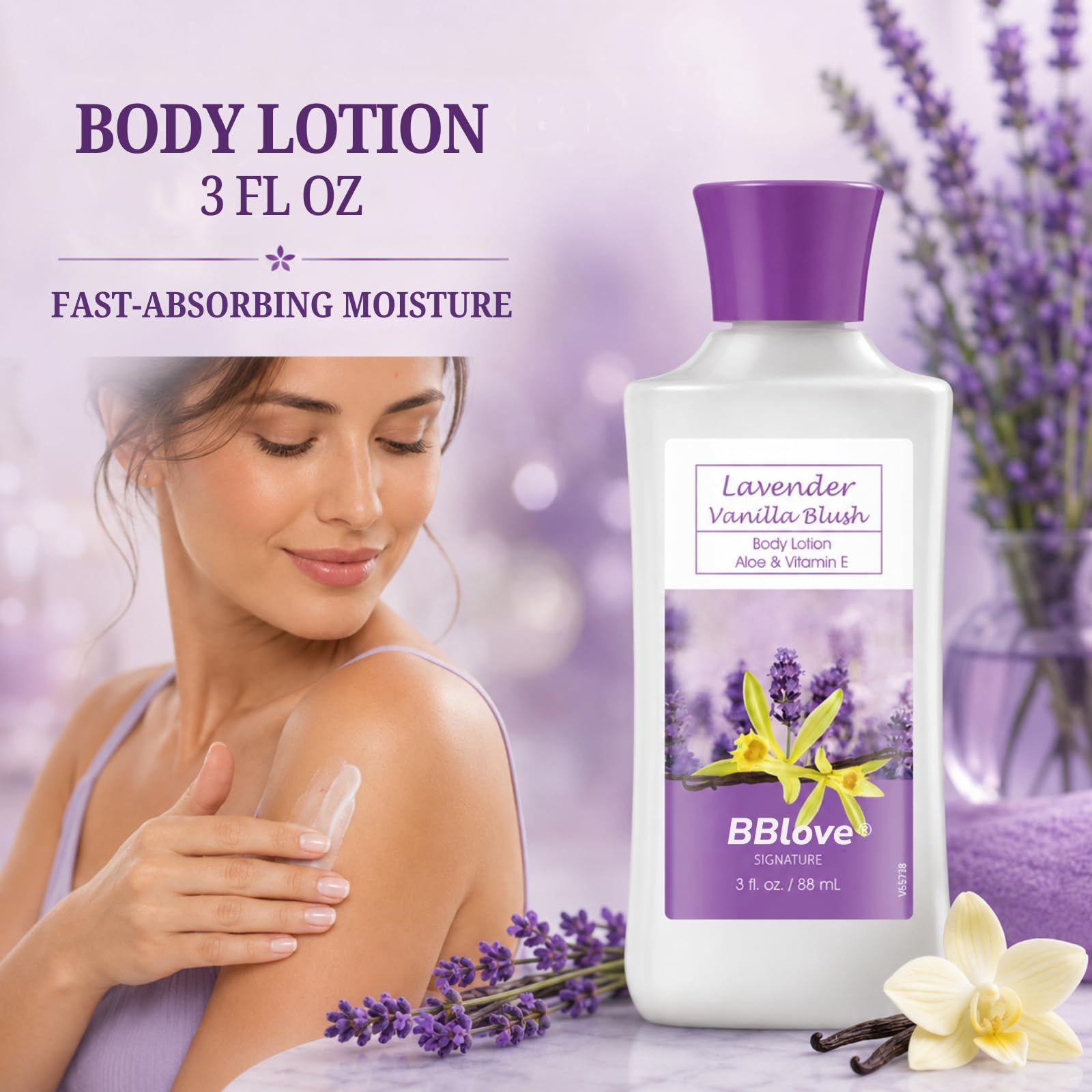 Lavender Vanilla Blush Bath Set - 3PC Travel Gift -5