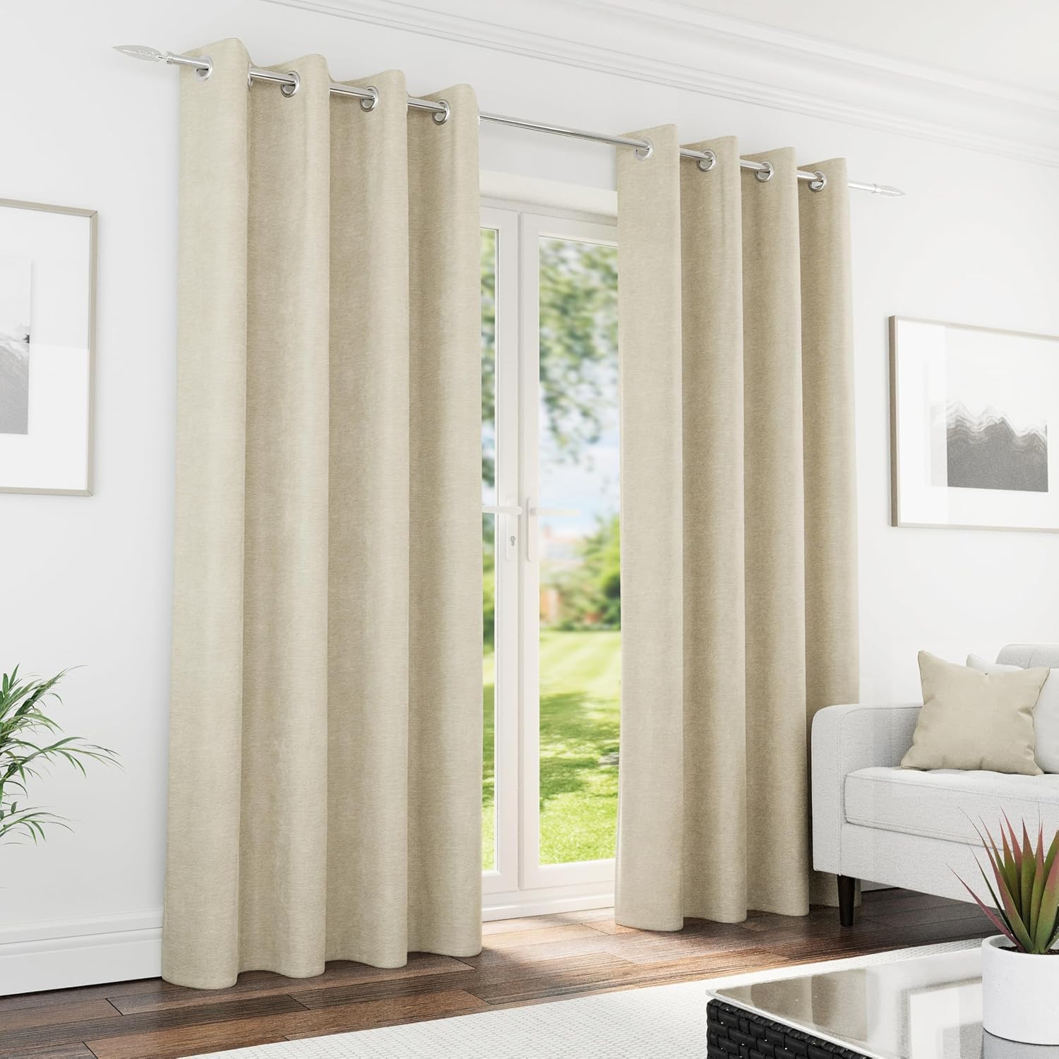 Enhanced Living Knightsbridge Chenille Blackout Curtain - Cream - 90" x 72"