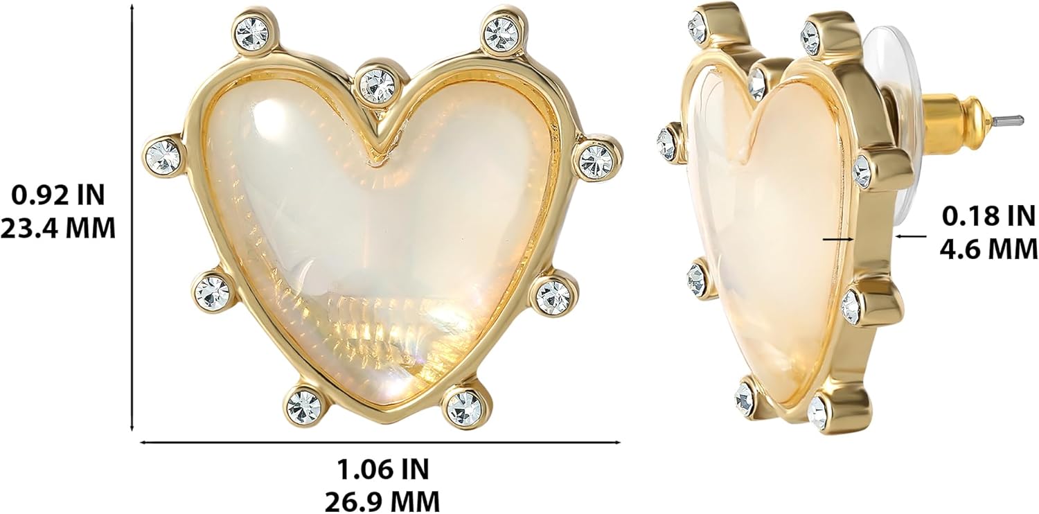 Jessica Simpson Womens Heart Stud Earrings - Gold-Tone Mother's Day Earrings Studs