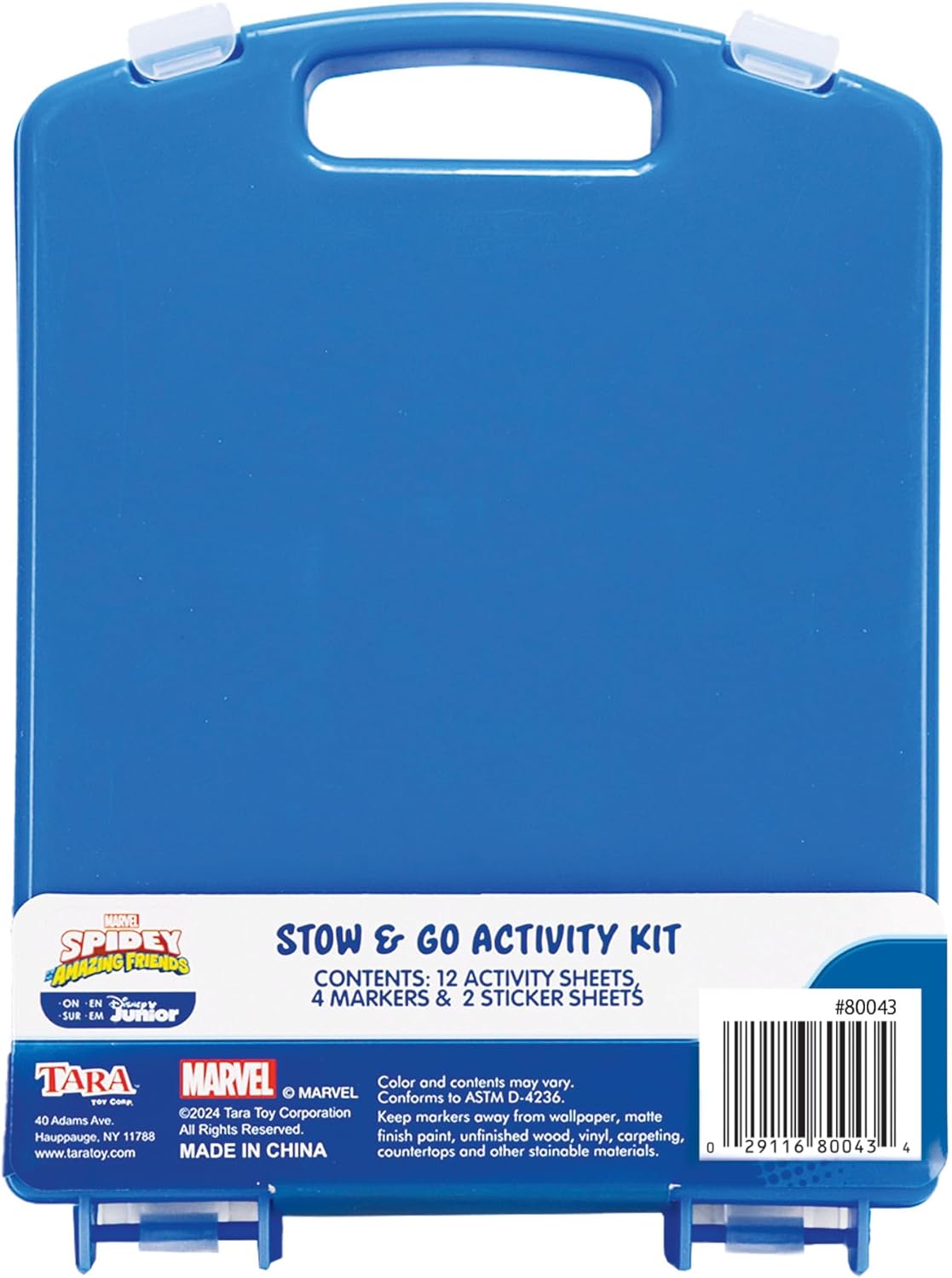 Spidey and His Amazing Friends Stow & Go Activity Kit – 17-Piece Marvel Art Set with Stickers, Crayons, Coloring Pages & Carry Case – Kids Travel Kit Ages 3+