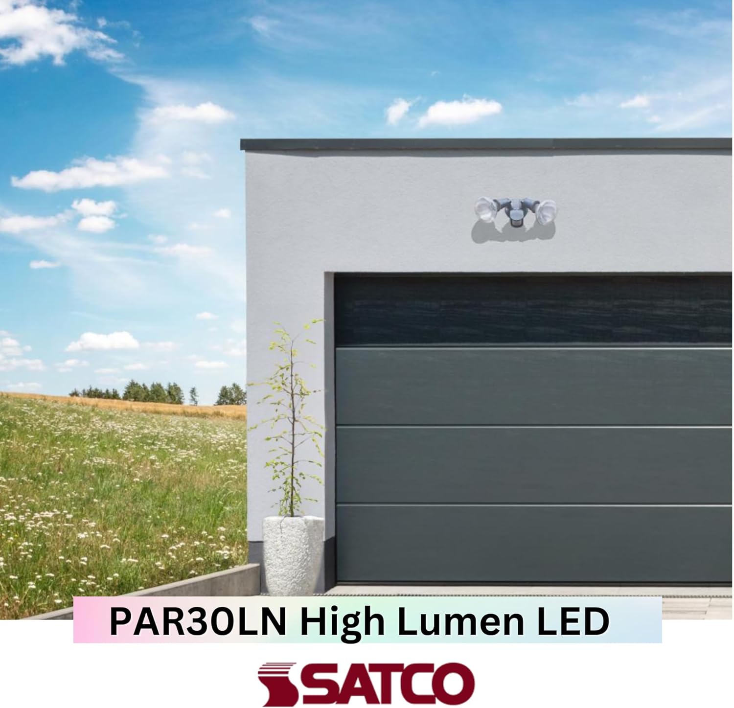 Satco S39764 15 Watt PAR30LN High Lumen LED; Long Neck; 27K/30K/35K/40K/50K CCT Selectable; Medium Base; 120-277 Volt (2 Pack)