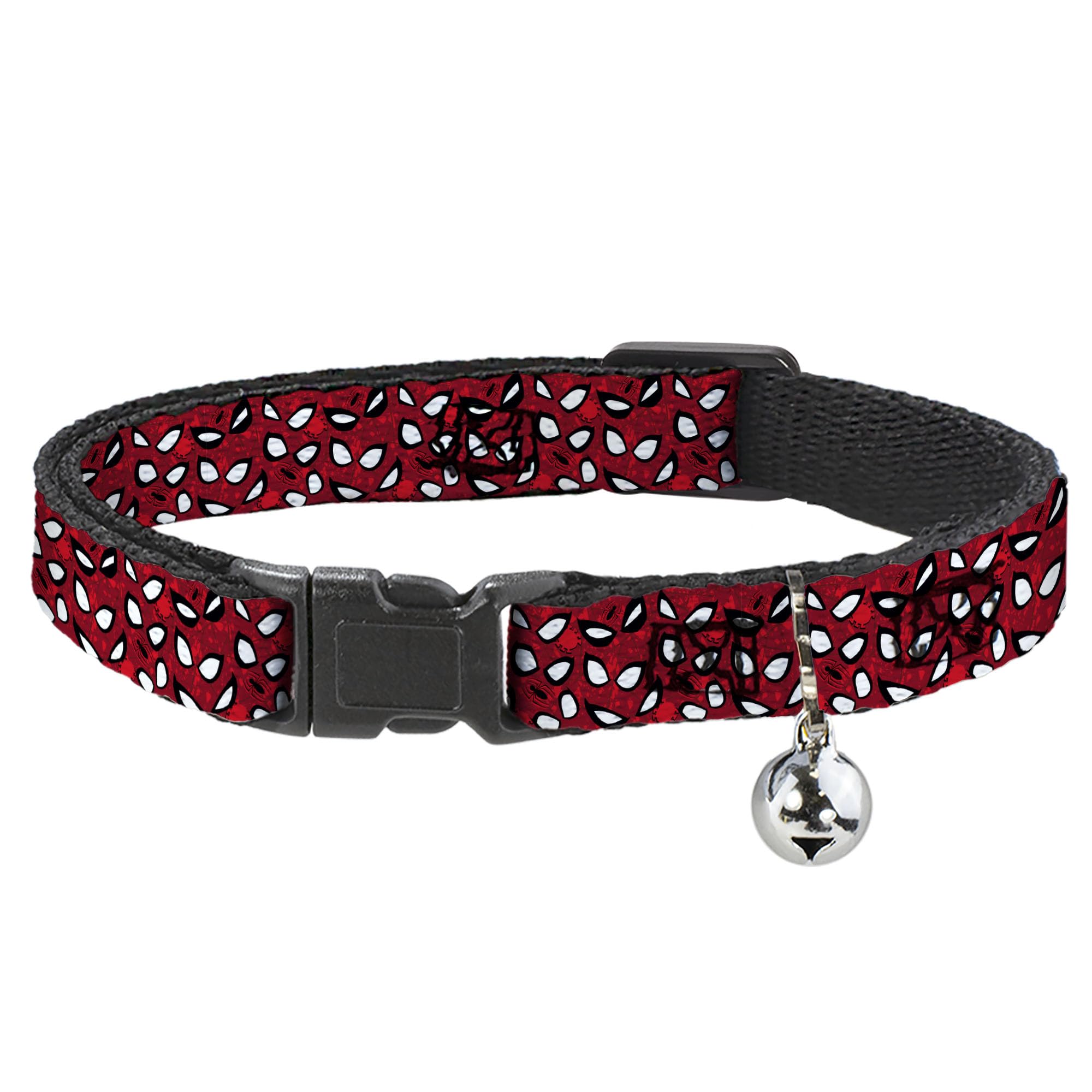 Collier pour chat Spiderman à motif yeux rouge noir blanc avec boucle clip