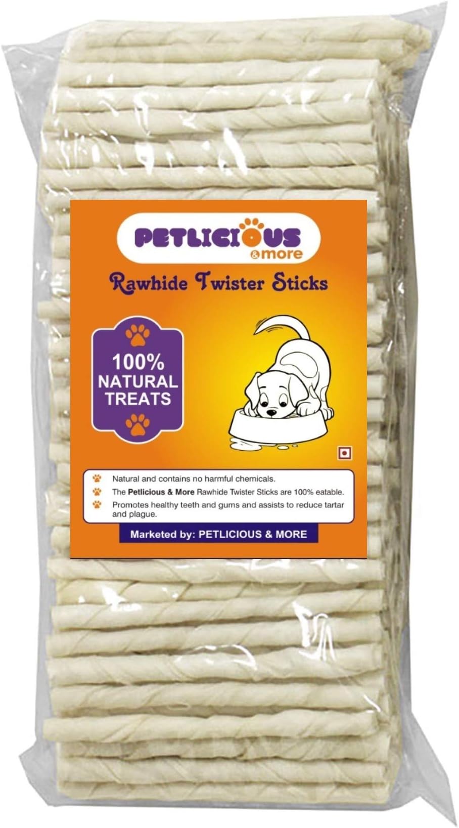 PETLICIOUS & More Adult Natural Twisted Rawhide Chew Sticks for Dog