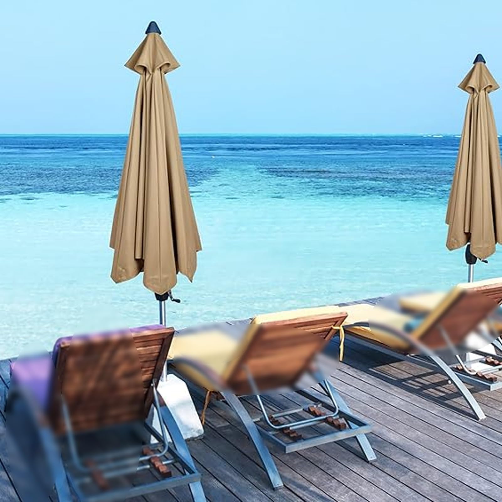Zapasowy baldachim do parasola tarasowego, wiatroszczelny, na plażę i ogród, 8 żeber, beżowy, 200 cm, trwały parasol zewnętrzny, tkanina zastępcza