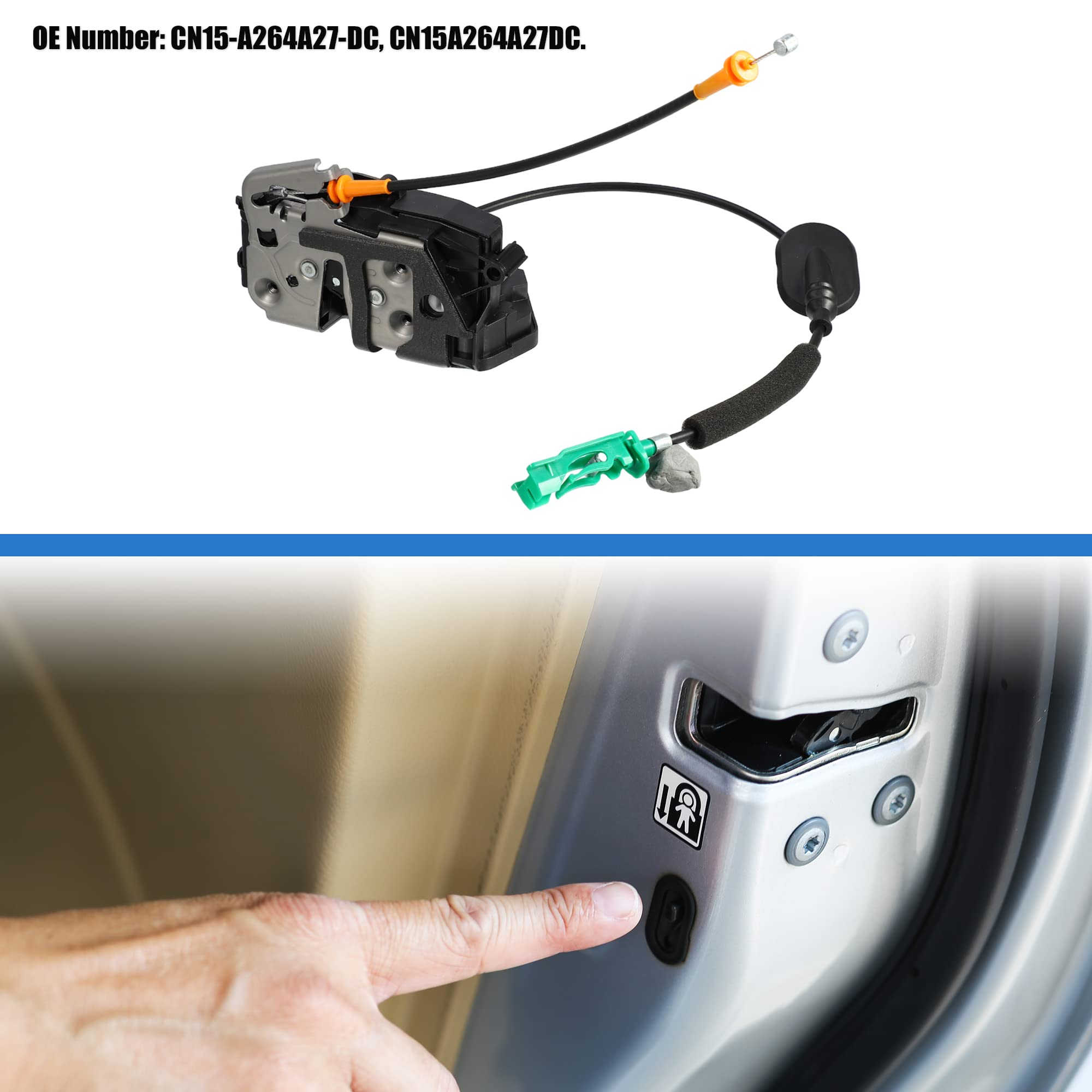 A ABSOPRO Posteriore Sinistra Centro Porta Blocco Attuatore Nero 1 Pezzo | Posteriore Sinistra, Nero, Plastica, Metallo, Dimensioni 16x10x9cm, OE CN15-A264A27-DC, 4 Pin, Cavo 50cm