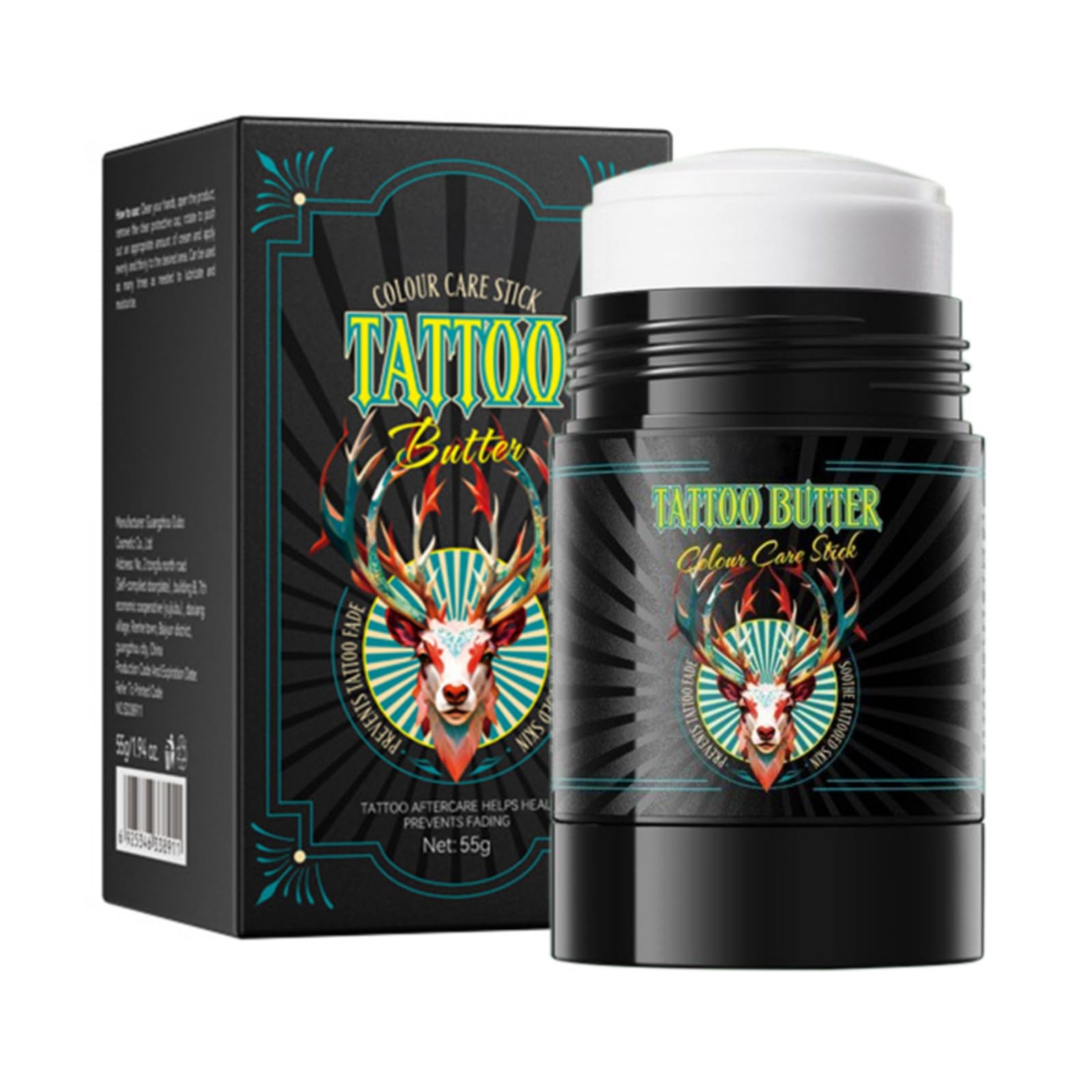 Hotiary Tattoo Aftercare Butter Balm, Tattoo Aftercare Balm for Color Enhancement Heals New Tattoos and Rejuvenates Older Tattoos, Natural Organic Tattoo Aftercare Balm Stick, 1.94 oz