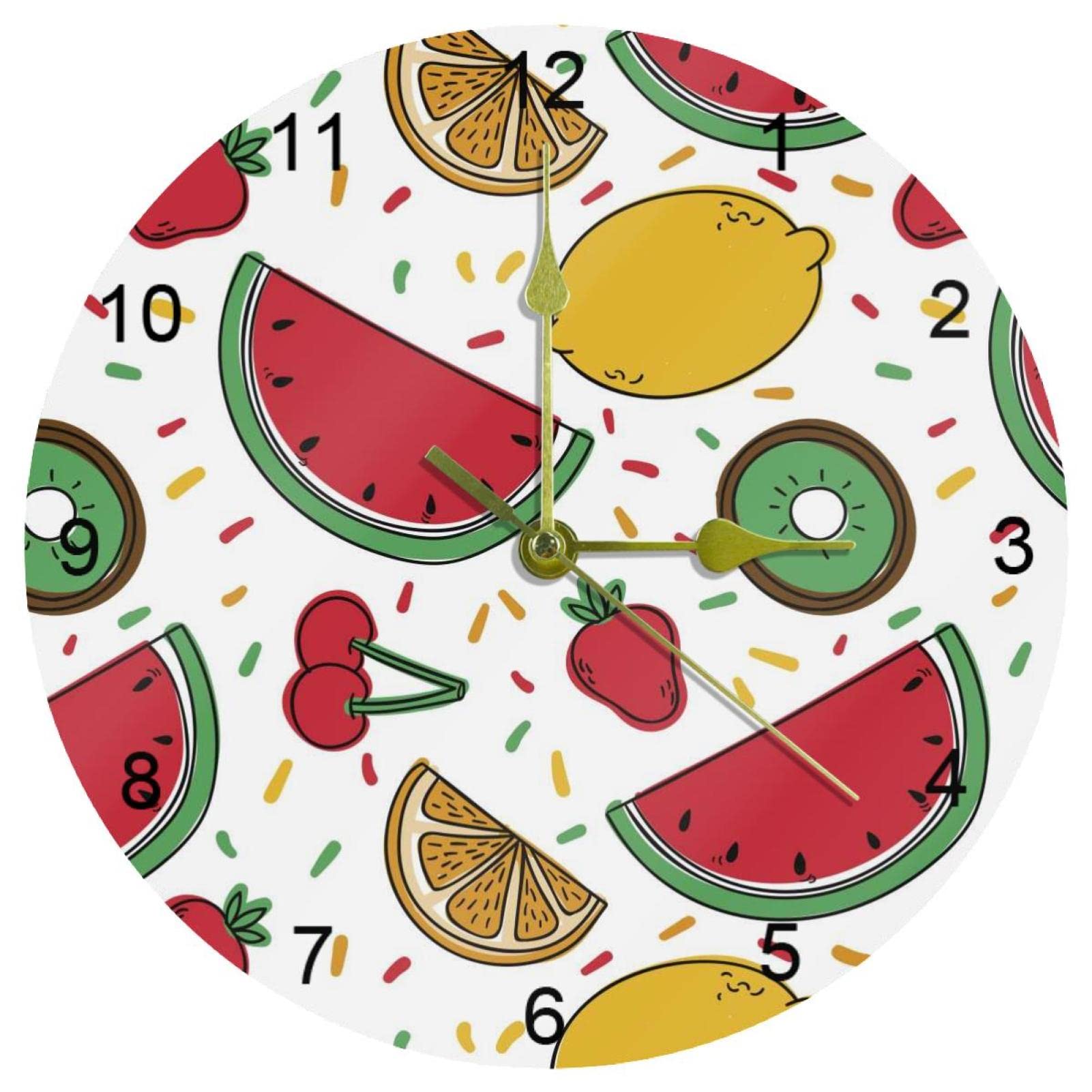 Horloge murale de qualité 25 cm mouvement quartz motif pastèque