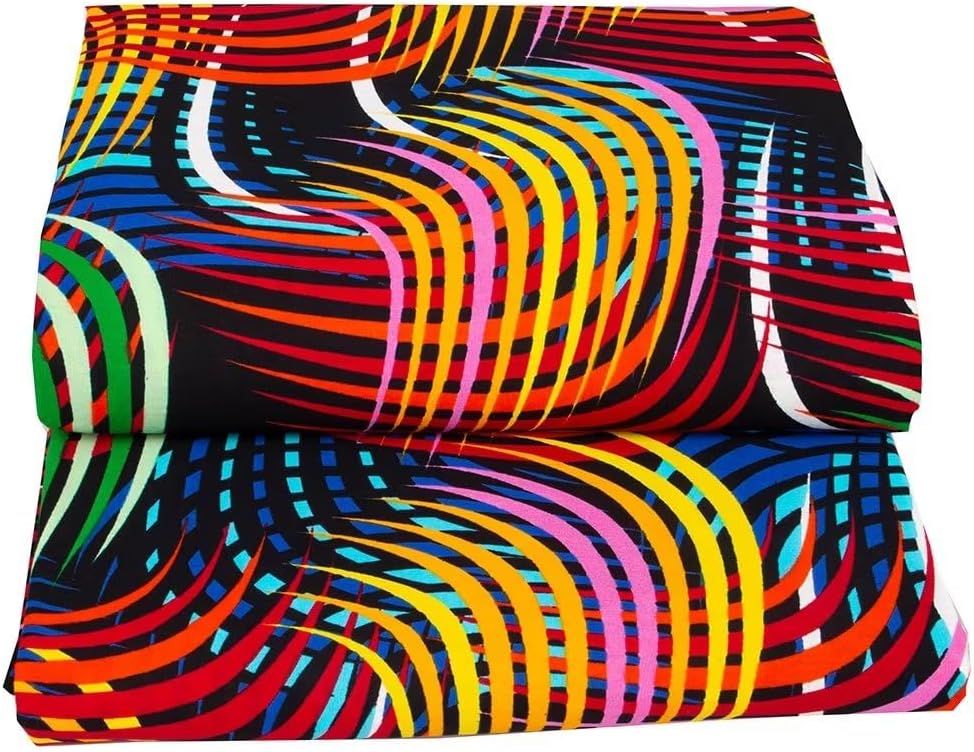 African Fabric 100% Cotton Ankara Wax Print Fabric 6 Yards Cloth for Party Dress