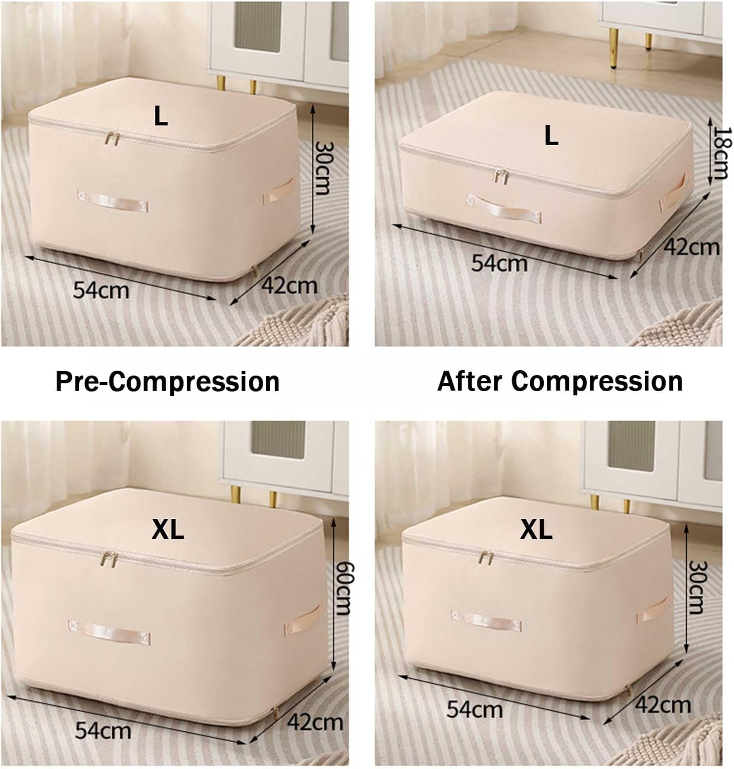 2PCS Ultra Space Saving Self Compression Organizer,Dustproof And Moisture-Proof Compression Storage Bag For King/Queen Comforters, Pillows, Bedding/Quilt, Blanket, Duvet (Gray, X-Large)