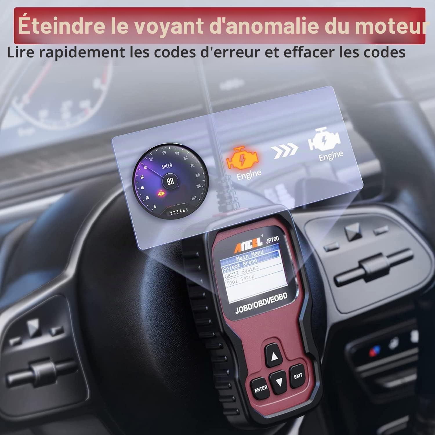 Lecteur de codes JOBD ANCEL JP700 (véhicules japonais), véhicules OBD2, scanner de voyant de vérificateur du moteur, outil de lecture et d'effacement des codes d'erreur.