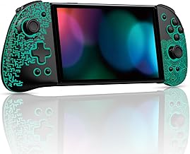 FUNLAB Luminous Switch Controller Compatible with Nintendo Switch/OLED, Ergonomic Joypad Controller for Handheld Mode with 7 LED Colors/Paddle/Turbo for Zelda Fans - Zonaite Black