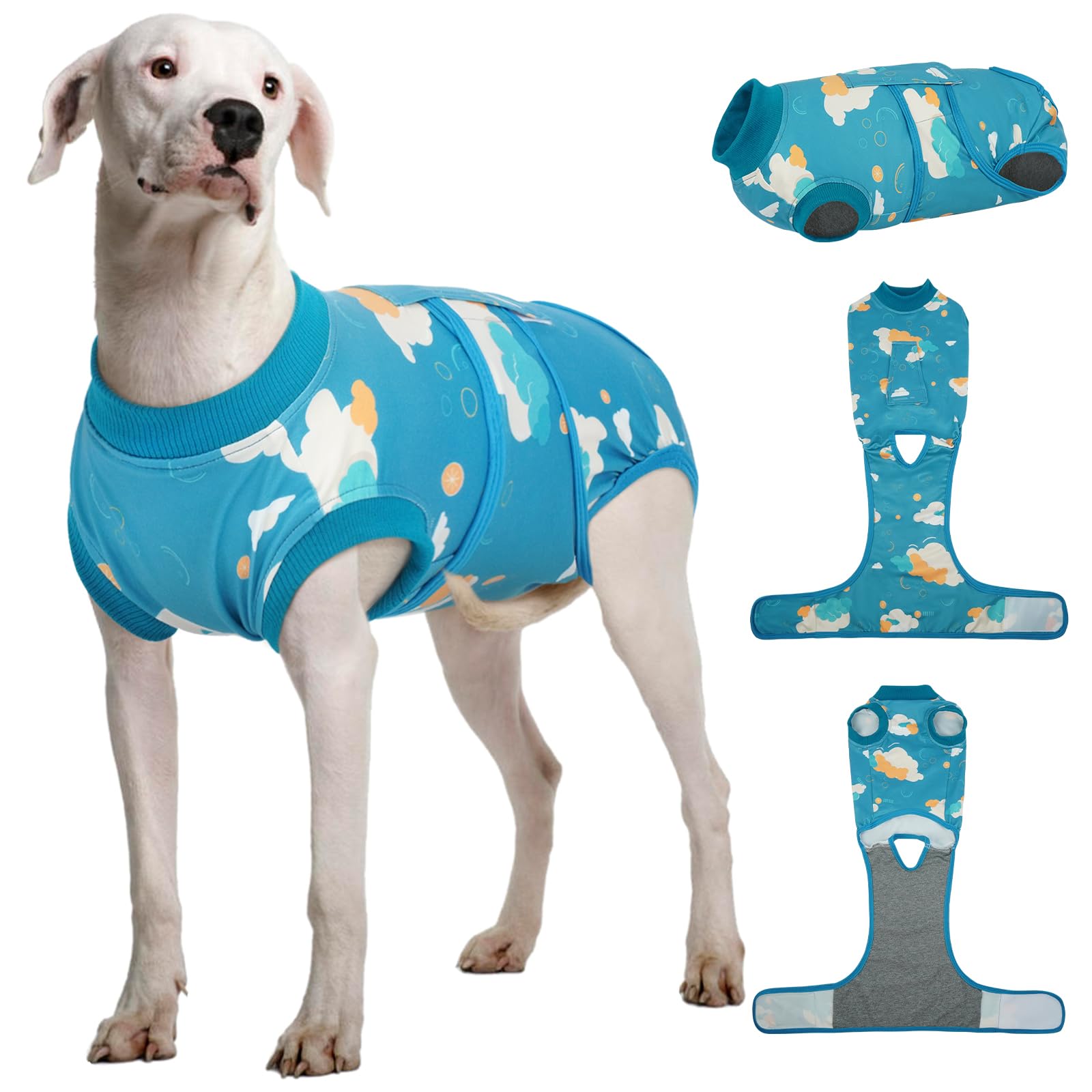 Kuoser Dog Recovery Suit, Female Male Spay Neuter Surgery Suit, Cloud, XXL