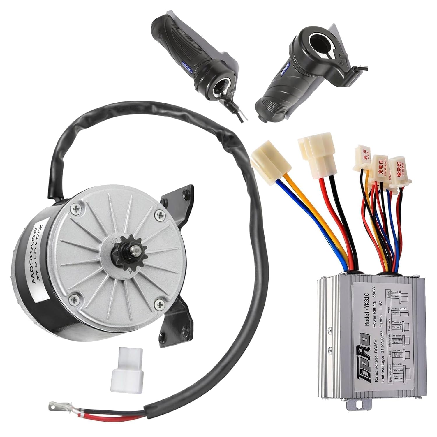 DC 36V 350W Brushed Motor 2750RPM with Speed Controller for Scooter Ebike Razor Taotao Go Kart ATV UTV Drift Trike Quad Buggy 4 Wheeler Tricycle (with Twist Throttle Grips)