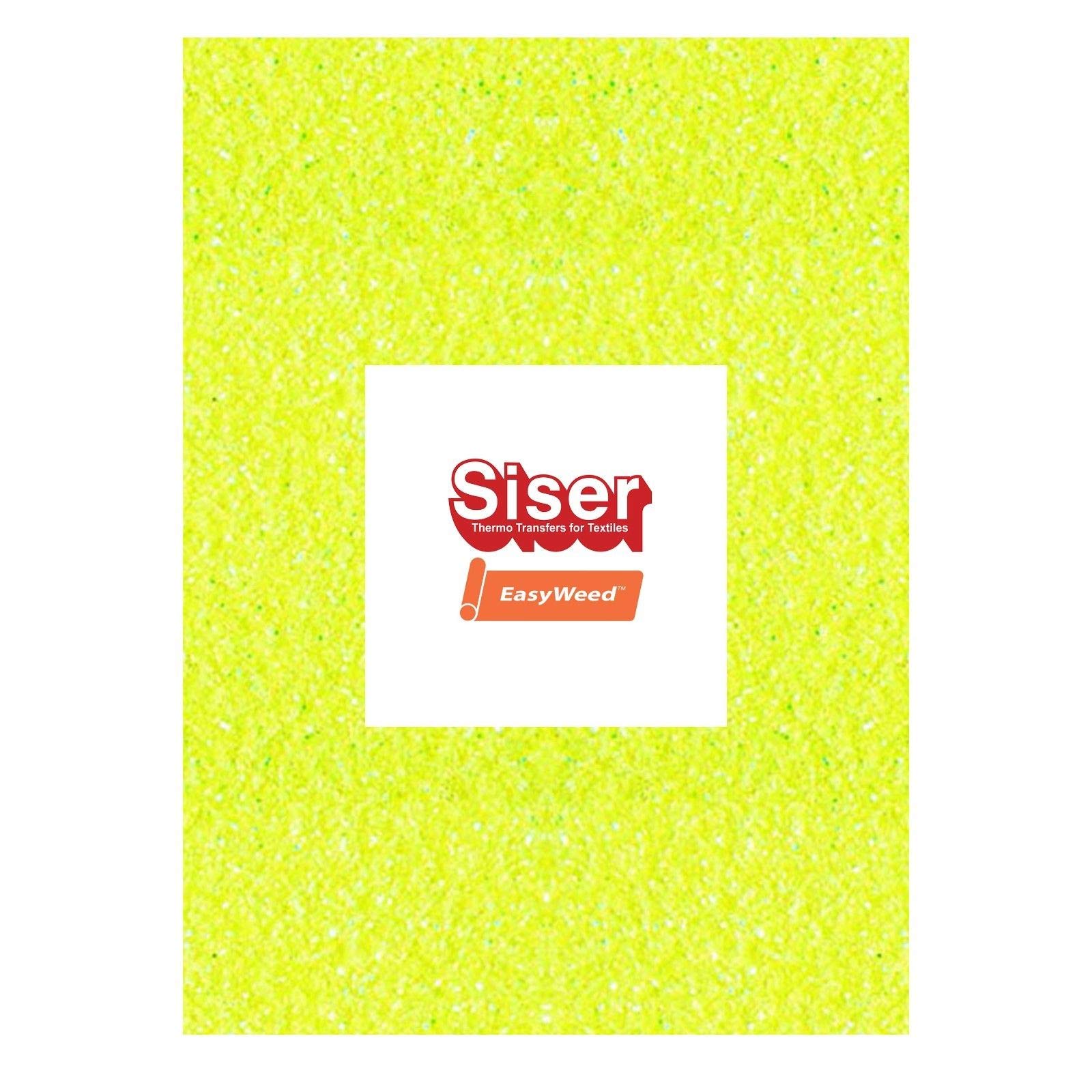 A4 Vinyl Sheets - Siser Easyweed - HTV Iron On Heat - Yellow Neon Glitter - Choose Quantity (20 x Yellow Neon Glitter - A4 Sheet HTV)