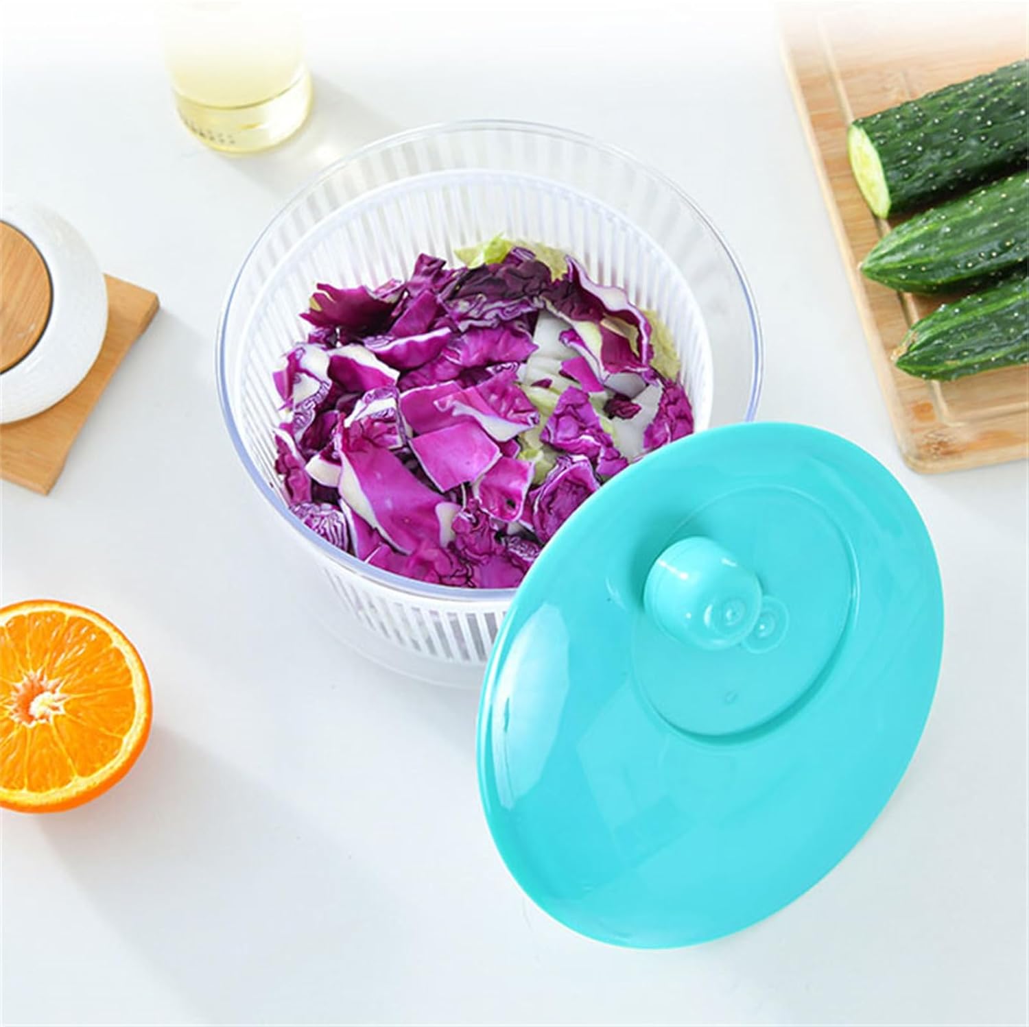 サラダスピナー 野菜洗浄機 果物野菜ボウル サラダスピナー カバー付き キッチン家庭用