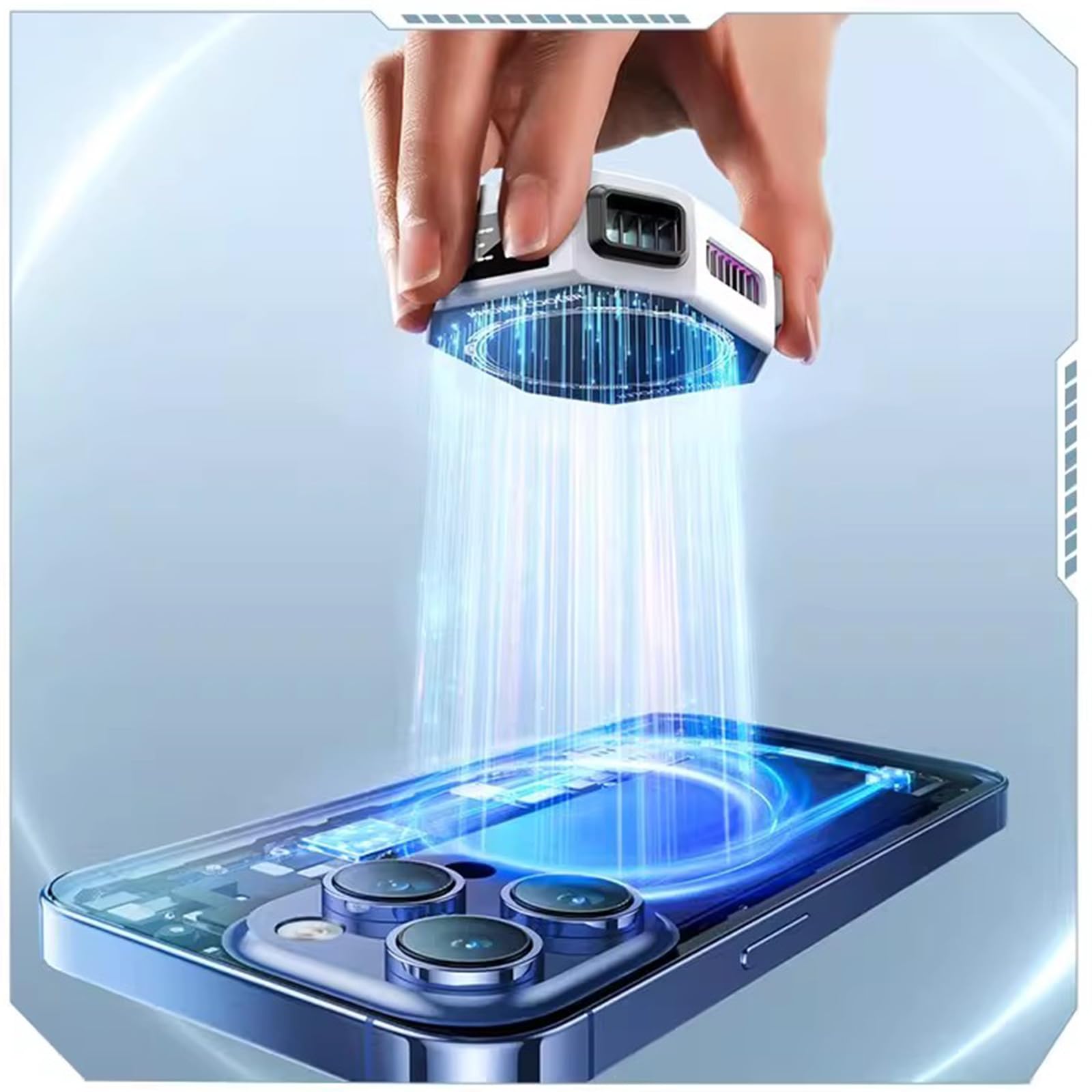 Ventilateur de Refroidissement pour Smartphone Telephone Portable Dissipateur de Chaleur de Semi-conducteurs iOS/Android, Blanc