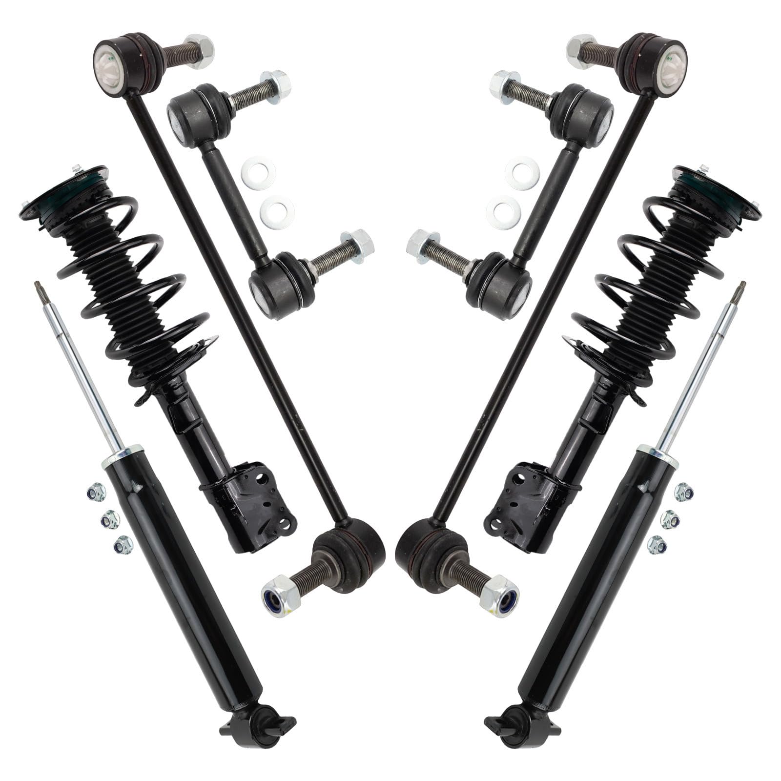 TRQ Front and Rear Suspension Kit Complete Strut & Coil Spring Assembly Shock Absorber Sway Bar Stabilizer Link Compatible with 2015-2022 Ford Edge