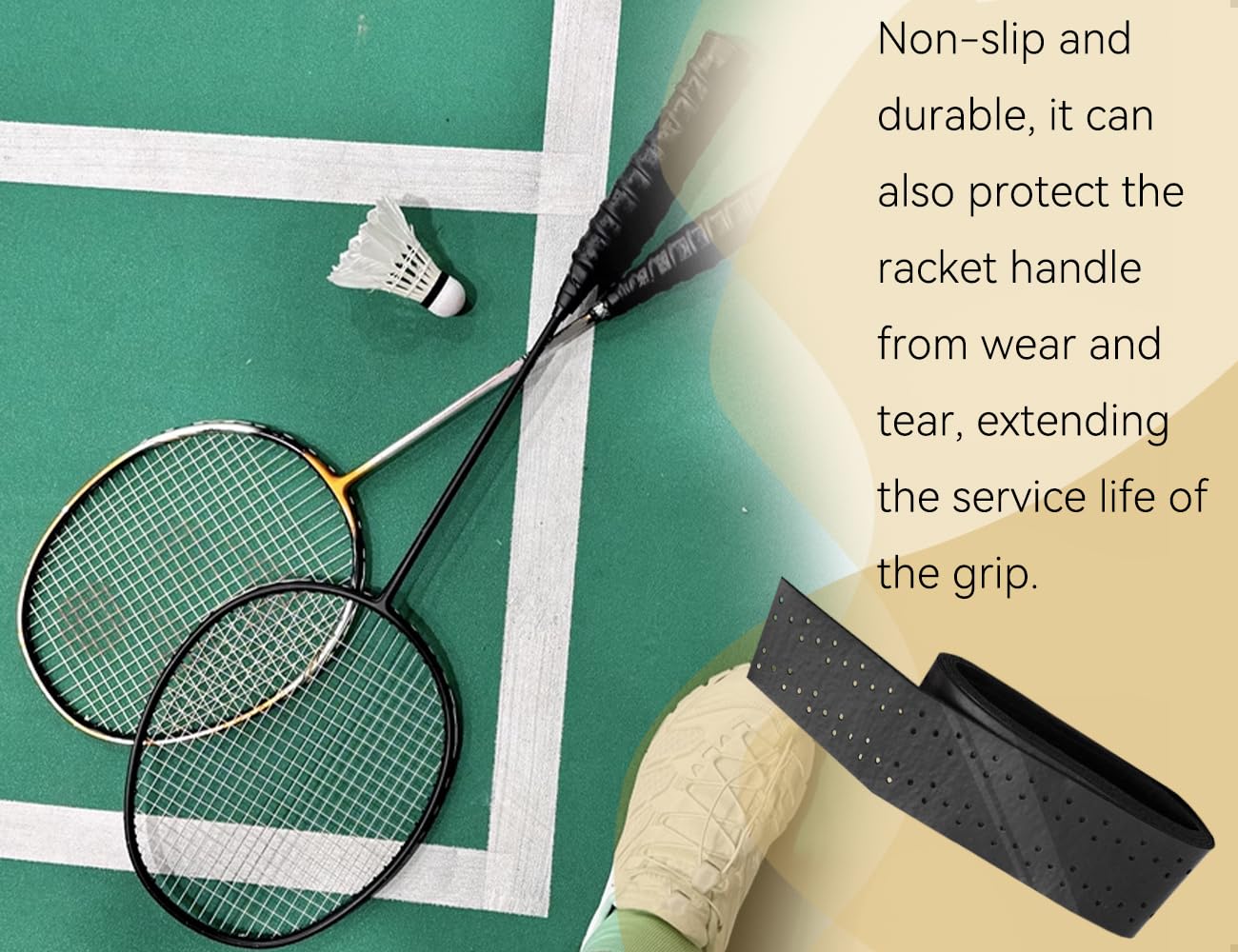 Cintas de Agarre para Raquetas de Tenis Antideslizantes Autoadhesivas Paquete de 4 Negro
