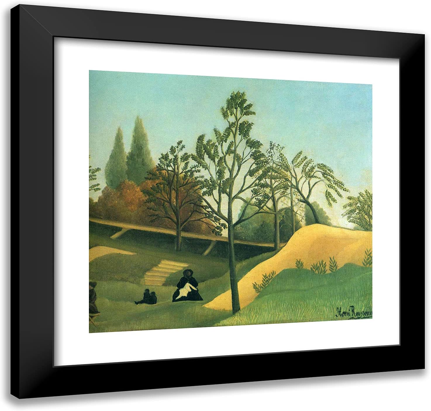 ArtDirect Rousseau, Henri 21x20 Black Ornate Framed Art Print with Double Matting Titled: View of the Fortifications