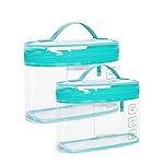 BAGSMART TSA Approved Toiletry Bag, 2 Pack Clear Makeup Cosmetic Bag Organizer, Quart Size Travel Bag for Toiletries, Carry-on Travel Accessories Essentials, Green-2pcs