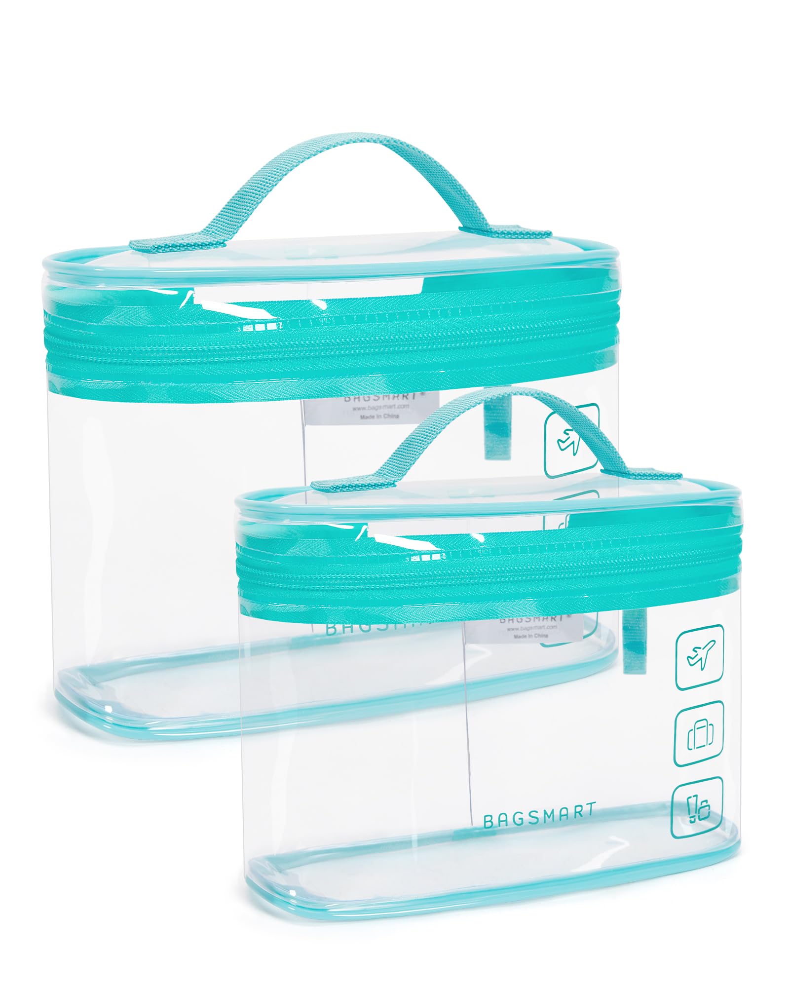 BAGSMART Clear Toiletry Bag, 2 Packs Waterproof Travel Makeup Cosmetic Organiser TSA Approved Airport Security Liquids Bags,Travel Essential for Toiletries, Black — view 15