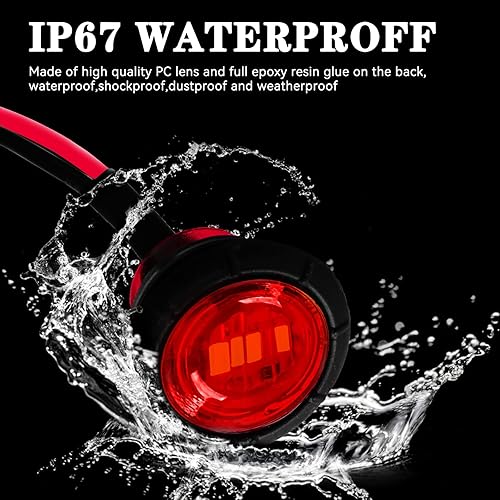 Miniatura 6 de Sidaqi 30 luces LED redondas de 34 pulgadas, color ámbar, 12 V CC, luces delanteras y traseras para señal de parada y giro, luces traseras