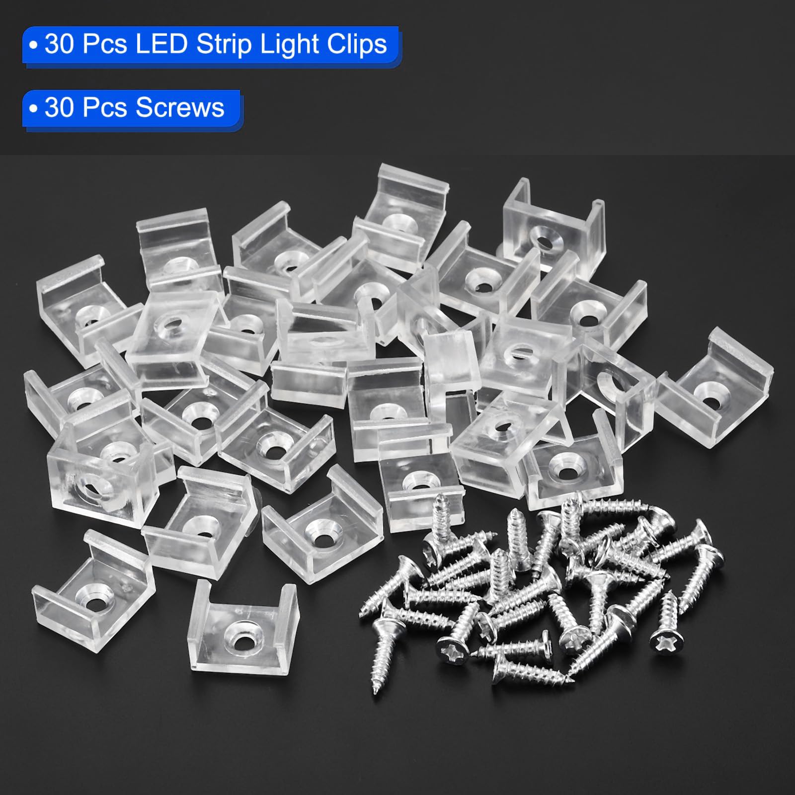 MACHSWON LED Strip Light Clips 30Pcs Mounting Bracket Fixing Clips Plastic Clamp Holders with Screws for 12mm Neon RGB Light Cable Ribbon Clear - Image 3