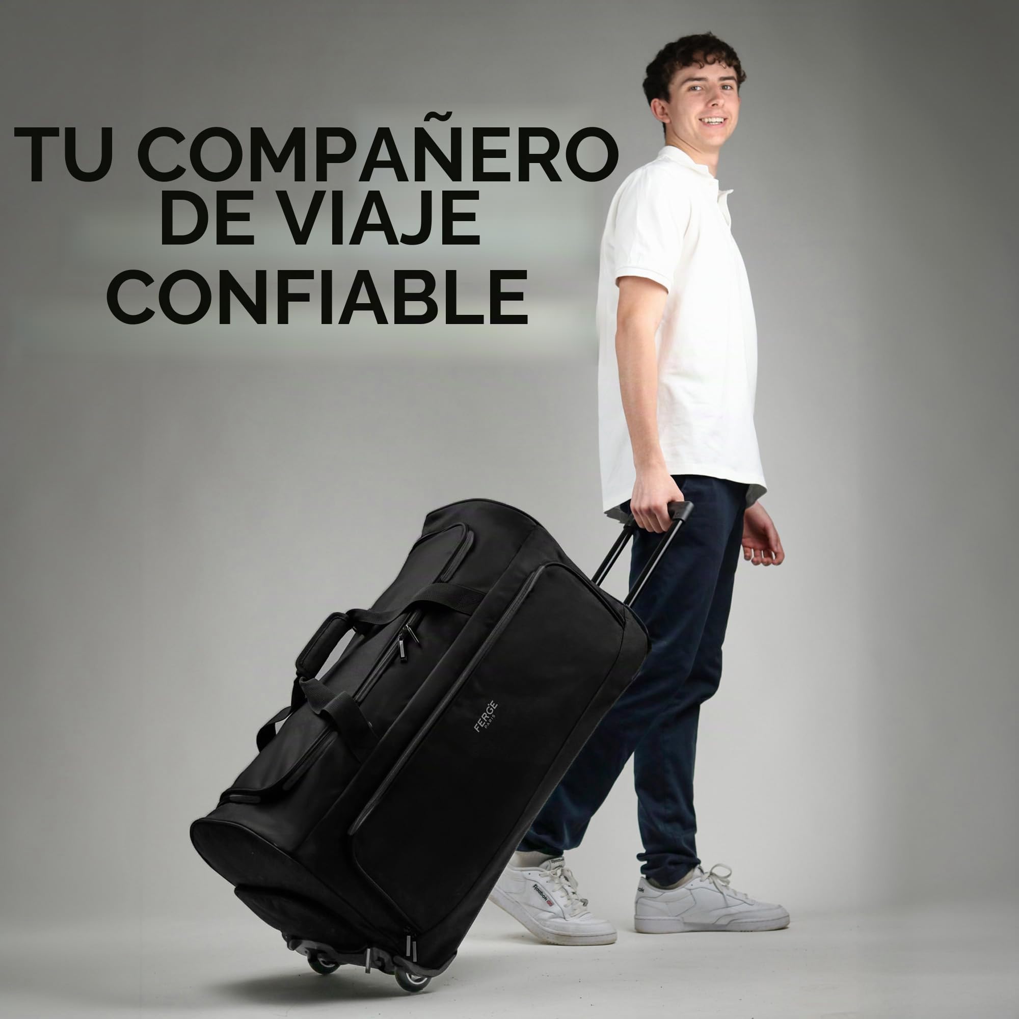 FERGÉ Bolsa de Viaje con Ruedas Paris | Compartimento Separado para Zapatos Maleta Blanda Trolley Bolsa de Viaje Weekender Paris 90 litros, Negro
