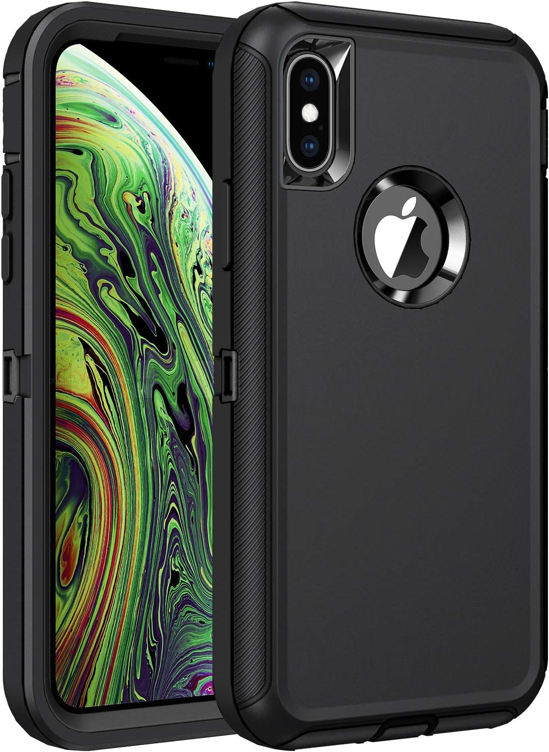 Regsun for iPhone Xs Max Case,Shockproof 3-Layer Full Body Protection [Without Screen Protector] Rugged Heavy Duty High Impact Hard Cover Case for iPhone Xs Max 6.5-inch,Black