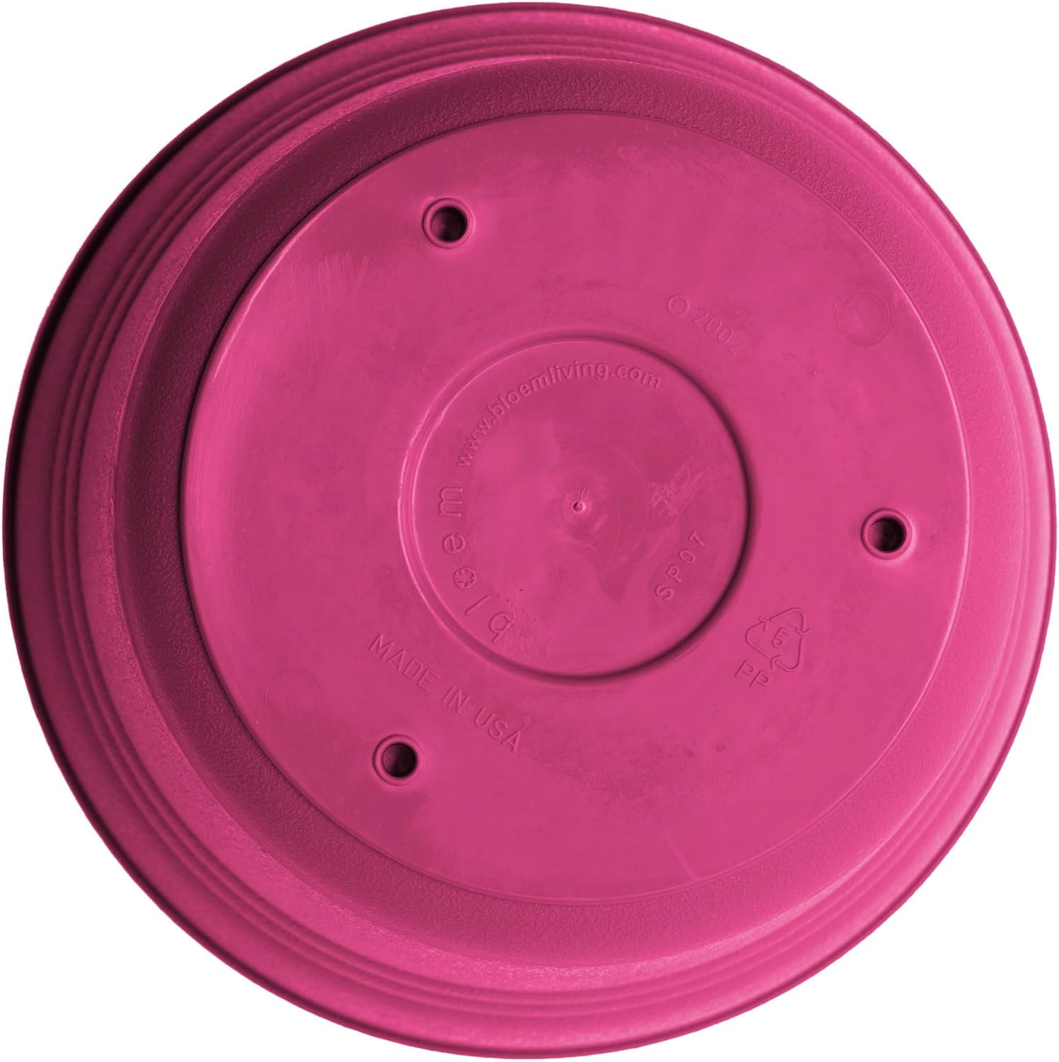 Bloem Saturn 14" Fuchsia Round Resin Planter Pot with Snap-in Saucer for Indoor and Outdoor Gardening