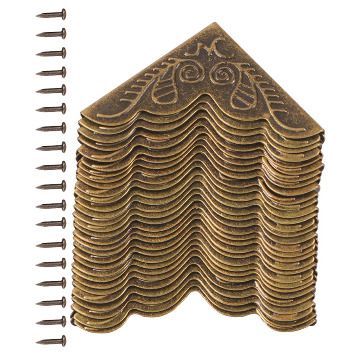 Happyyami 35Pcs Vintage Iron Corner Protectors for Furniture and DIY Projects Edge Guards with Screws for Wooden Boxes Enhancing Longevity and Security