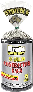 Heavy Duty 2.2 MIL Contractor Bags, Extra Large Trash Bags, Twist Tie Closure, Black, 55 Gallon, 15 Count