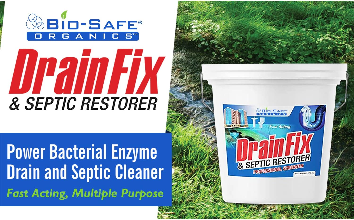 Eco-Friendly Enzyme Drain Cleaner Liquid | Fast-Acting, Safe Enzyme Formula for Septic Tank Treatment | Heavy Duty Clog Remover x Toilet, Sewer Lines, Kitchen Drains | Sewage Odor Neutralizer 5 Gallon