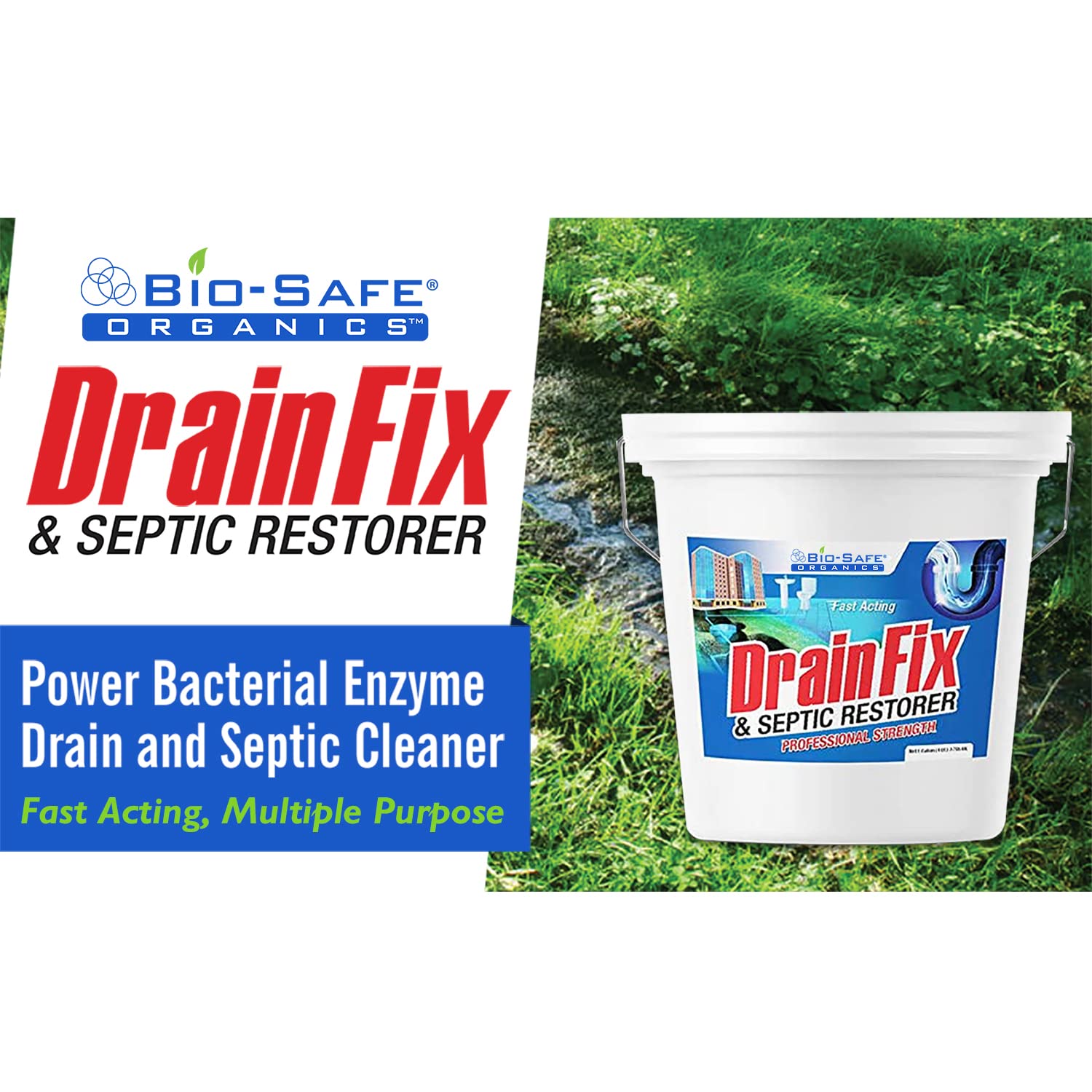 DrainFix & Septic Restorer - 5 Gal Professional Strength Formula - Patented Septic Tank Treatment Grease Trap Cleaner, Commercial Residential Hotel & Restaurant - Exxon Valdez Tech - 3 Pack