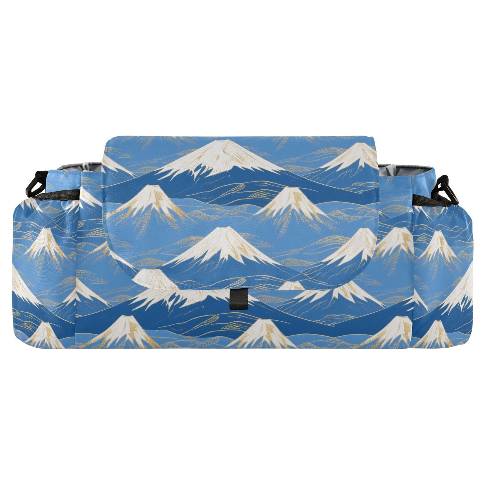 Blue and White Japanese Mount Fuji stroller diaper organizer stroller caddy with cup holder milk bottle accesorios para bebes accesorios para coche de