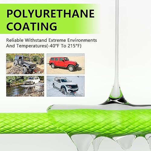 Miniatura 6 de NTR Cuerda de remolque de recuperación cinética de 1-18 pulgadas x 30 pies (37,480 libras), con 2 grilletes suaves UHMWPE (40,980 libras), correa de