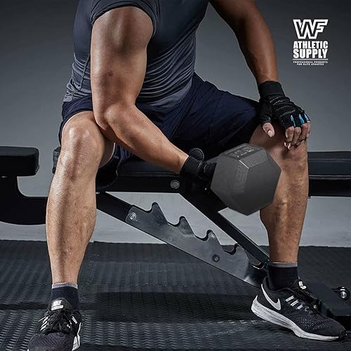 Miniatura 9 de WF Athletic Supply Mancuernas hexagonales sólidas de hierro fundidonegro, juego de 2 pesas libres de entrenamiento de fuerza para mujeres y hombres,