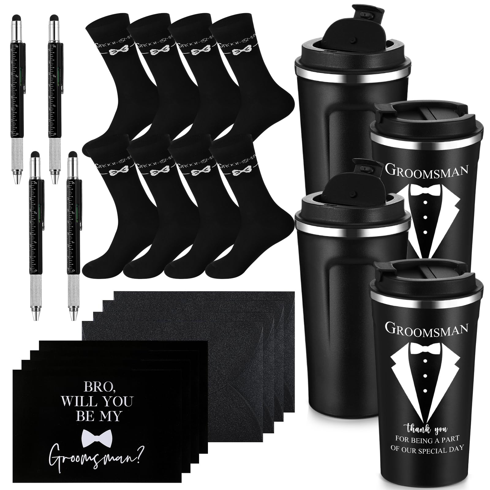 Stylo bille en acier inoxydable élégant et sa pochette de vœux