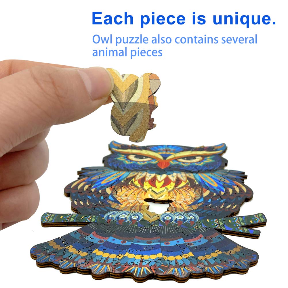 Moonlit Owl Wooden Jigsaw Puzzle - 100 Piece Circular Wood Puzzle For Adults